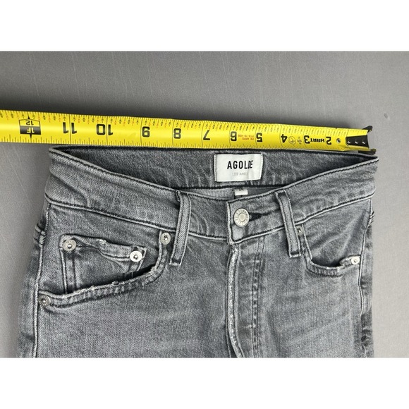 Agolde Juniors 24 Distressed Grey Button Fly Denim Jeans - Picture 6 of 12
